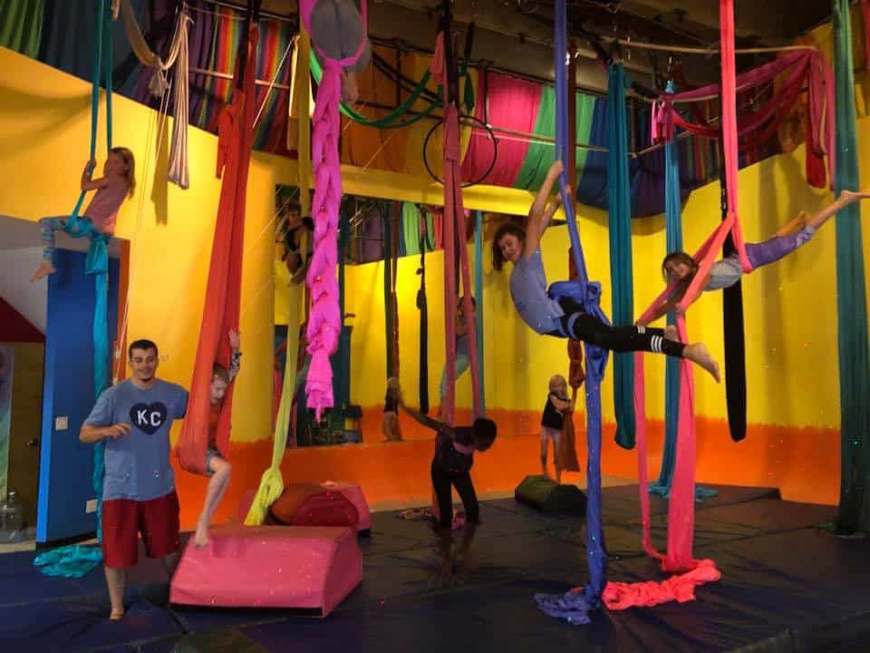 Kids Birthday Party and intro to aerial silks class for kids at learning2fly