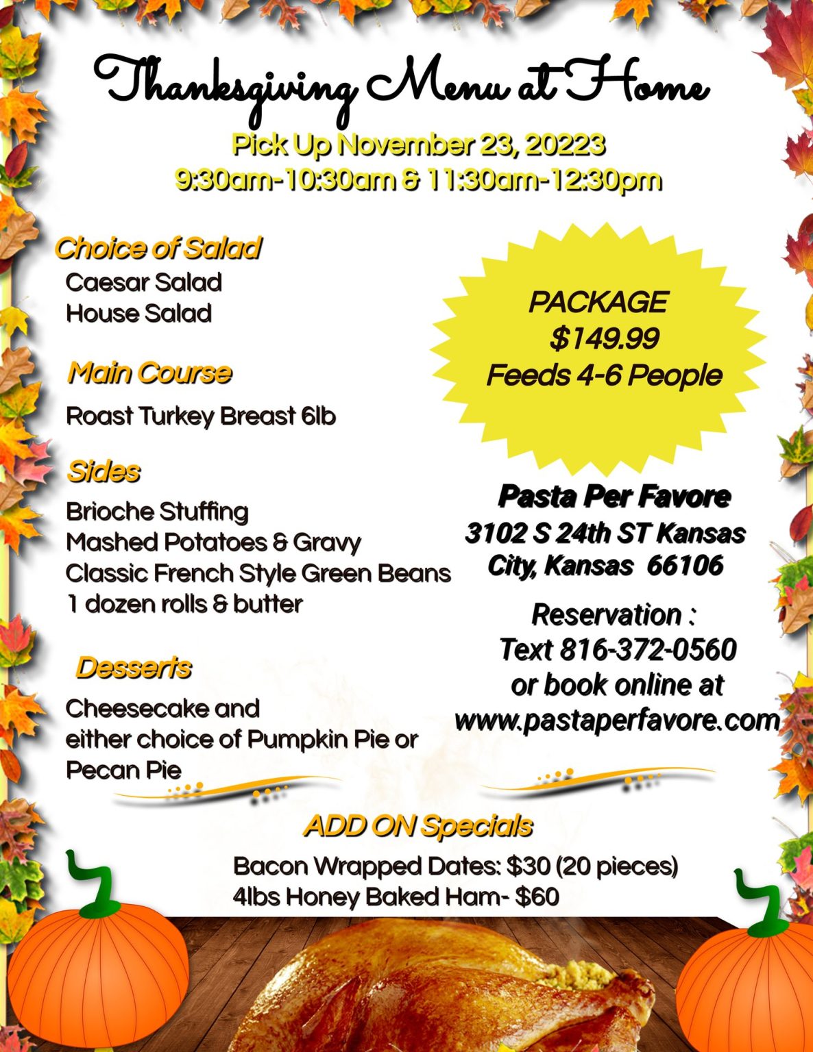 Places to Go for Thanksgiving Dinner & Thanksgiving Dinner To Go
