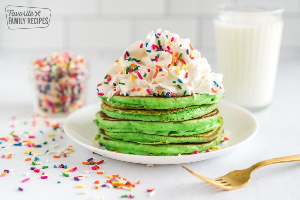 Green pancakes for St. Patrick's Day Breakfast
