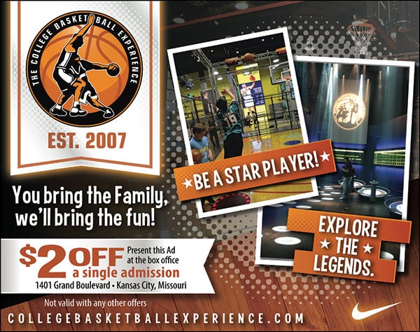 College Basketball Experience in Kansas City, $2 Off Coupon